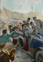 Ferenc Ferdinánd (1863-1914) osztrák főherceg és felesége, Zsófia elleni merénylet Szarajevóban