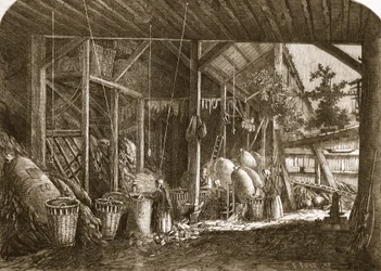 Rongyos raktár a Quartier Mouffetardban, Párizsban, illusztráció a „The Illustrated London News”-ból, 1861. június 8.