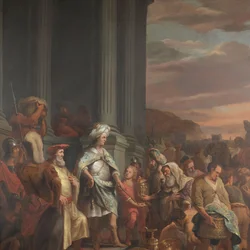 Cyrus király átadja a jeruzsálemi templomból elrabolt kincset
