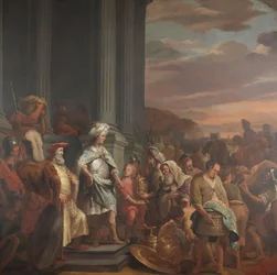 Cyrus király átadja a jeruzsálemi templomból zsákmányolt kincseket