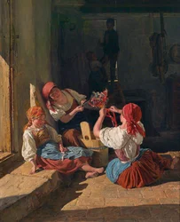 Gyerekek sorkatonai kalapot díszítő, 1854