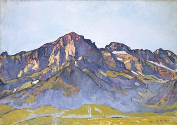 The Dents Blanches Champéryben a reggeli napsütésben, 1916