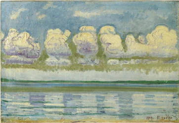 ""Kilátás a Genfi-tóról és a svájci juráról"" (Genfi-tó a svájci jurával) Ferdinand Hodler (1853-1918) festménye