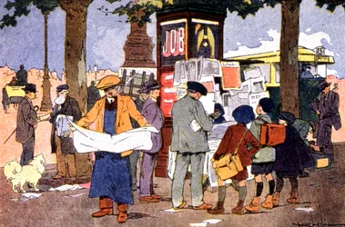 Újságkioszk a Bastille téren, 1910 körül (illusztráció)