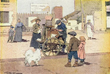 A shaker, a gyermekkori képeskönyvben, 1900 körül (metszet)