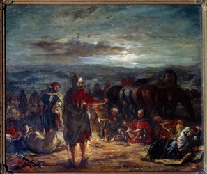 Arab tábor éjszaka. Eugene Delacroix festménye (1798-1863)