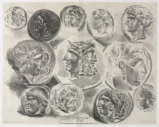 Tizenkét antik érmet tartalmazó lap, 1825.