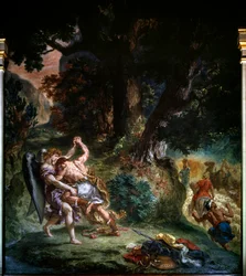 Jákob küzdelme az angyallal, 1860-as részlet: Eugène Delacroix (1798-1863) festménye, Saint-Sulpice-templom, Párizs.