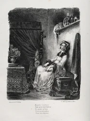 Illusztrációk Fausthoz: Marguerite a kerékkel, 1828.