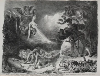 Illusztrációk a Fausthoz: Margit árnyéka megjelenik Faust előtt, 1828.
