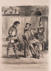 Illusztrációk Fausthoz: Méphistophélé fogadja az iskolás fiút, 1828.
