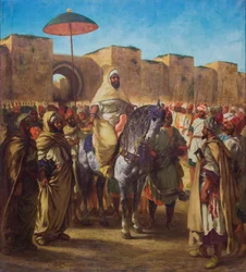 Moulay Abd-er-Rahman,Marokkó szultánja,elhagyja palotáját Meknesben,őrségével és főtisztjeivel körülvéve,1845 (olaj, vászon)