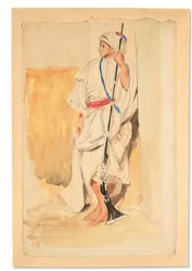 Álló arab (ceruza akvarell és gouache papíron)