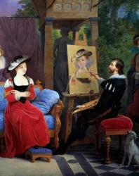 Rubens a szalmakalap festése közben a műtermében, 2581014 részlet