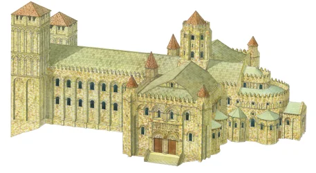 Santiago de Compostela román stílusú katedrális. Újjáépítés. Spanyolország