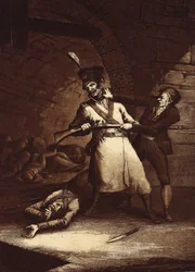 Jose de la Hera fellázad a napóleoni hadsereg egyik katonája ellen, kb. 1812-13 (rézkarc)