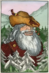 Filiberto Scarpelli (1870-1933) illusztrációja a "" La montagna di cristallo "" (A kristályhegy) című meséhez a Grimm testvérek "Hófehérke és más mesék" című mesegyűjteményéből, 1920 körül.