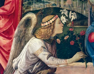 Angyali üdvözlet és szentek, Filippino Lippi (1457-kb. 1504), olaj, vászon