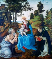 Szűz Mária a gyermekkel, Szent Jeromossal és Szent Domonkossal, kb. 1485