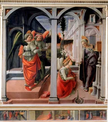 Filippo Lippi (kb. 1406-1469) Detrempe angyali üdvözlet fán 1440 kb. Nap. 175,25x183 cm Firenze, San Lorenzo templom, Martelli kápolna