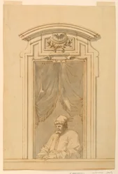 Rajz, Ablaktartó és egy török fél alakja, 1750-70