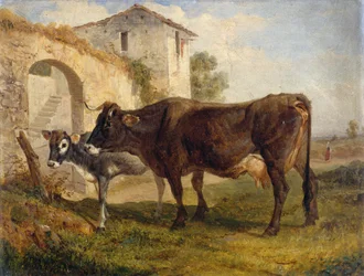 Visszatérés a legelőről, Filippo Palizzi (1818-1899), olaj, karton, 32x24 cm, Olaszország