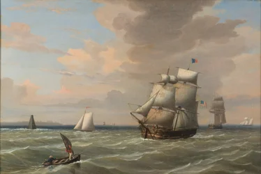 Boston kikötőjét elhagyó hajók, 1847