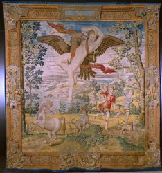 Flamand kárpit. Sorozat Fable of Ovidius: The rab of Ganümédész. Atelier Willem de Pannemaker, Brüsszel. 1556 előtt.