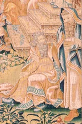 Flamand kárpit. Sorozat Judit könyve. Visszatérés Bethuliába (Regreso a Betulia). Nyolcadik kárpit a sorozatban. Gyártás Hollandia, Brüsszel(?). 16. század második fele. Szövet Gyapjú. Hely Bari Szent Miklós-templom (a múzeum megnyitása