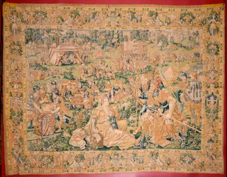 Flamand kárpit. Sorozat Judit könyve. Holofernész lefejezése (La decapitación de Holofernes). A sorozat hetedik kárpitja. Gyártás Hollandia, Brüsszel(?). 16. század második fele. Szövet Gyapjú. Hely Szent Miklós templom