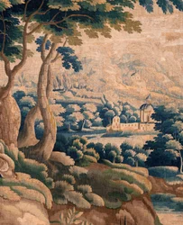 Flamand kárpit. Úgy hívják Verdure. Oudenaarde műterme. 332x318 cm. Inv 00021. 17. század.