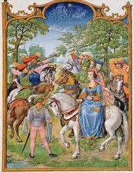 Fol 5v Május hónap: Fák Fesztiválja, a Breviarium Grimani-ból, 1515 körül