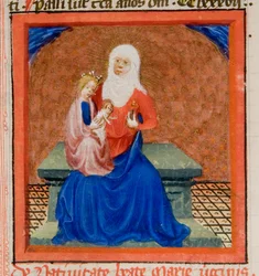 MS GEN 1111, f.169 Boldogságos Szűz Mária születése, Jacobus de Voragine Legenda Aurea illusztrációja, 1405-1010 körül