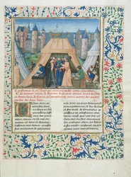 MS W201 f.147 Békeszerződés a Chroniques dAngleterre-től (IV. kötet) 1475-80 (tempera pergamen)