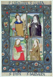Marlay Cutting SP.5: Négy női szent, egy Gentben vagy Bruges-ben készült Órakönyvből, 1510 körül