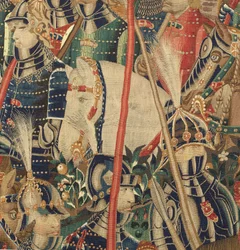 Plébániai gobelinmúzeum (Parish Museum of Pastrana Tapestries). Flamand kárpit. Tanger meghódítása (Tanger bevétele, De inname van Tanger). I. Alfonz portugál király hódításai sorozat. Tournai. Gyapjú és selyem