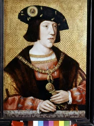 V. Károly (1500 - 1558), német császár portréja. 16. századi flamand iskola (olaj, vászon)
