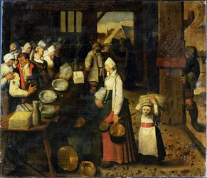 Pieter Brueghel III környéke: Egy házaspár ajándékot kap (festmény, vászon)