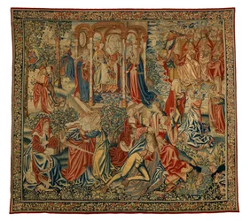 Gobelin, az ember erkölcsi allegóriája vagy az igazságot támadó ember, készült Flandriában, Belgiumban, 1500 körül (gyapjú és selyem)