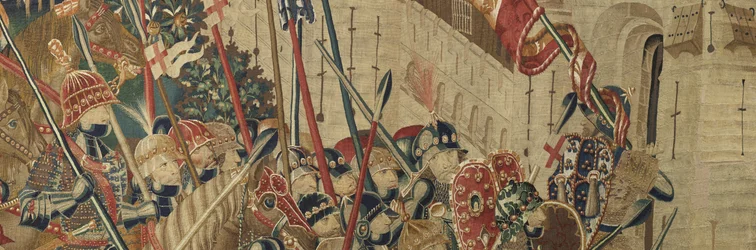 V. Alfonso portugál király hódításait bemutató kárpit (Conquistas de Alfonso V de Portugal), Tournai. Részlet. (Gyapjú és selyem)