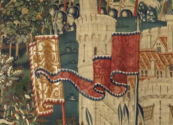 V. Alfonso portugál király hódításait bemutató kárpit (Conquistas de Alfonso V de Portugal), Tournai. Részlet. (Gyapjú és selyem)
