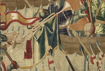 V. Alfonso portugál király hódításait bemutató kárpit (Conquistas de Alfonso V de Portugal), Tournai. Részlet. (Gyapjú és selyem)