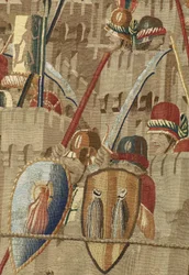 V. Alfonso portugál király hódításait bemutató kárpit (Conquistas de Alfonso V de Portugal), Tournai. Részlet. (Gyapjú és selyem)