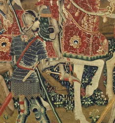 V. Alfonso portugál király hódításait bemutató kárpit (Conquistas de Alfonso V de Portugal), Tournai. Részlet. (Gyapjú és selyem)