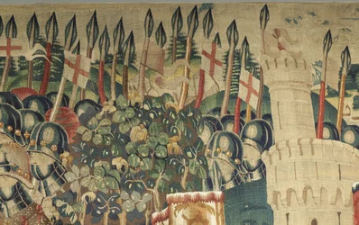 V. Alfonso portugál király hódításait bemutató kárpit (Conquistas de Alfonso V de Portugal), Tournai. Részlet. (Gyapjú és selyem)