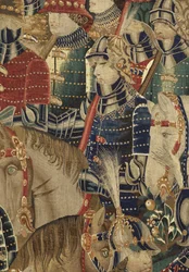 V. Alfonso portugál király hódításait bemutató gobelin (Conquistas de Alfonso V de Portugal), Tournai. Részlet. (Gyapjú és selyem)