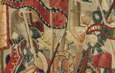 V. Alfonso portugál király hódításait bemutató gobelin (Conquistas de Alfonso V de Portugal), Tournai. Részlet. (Gyapjú és selyem)
