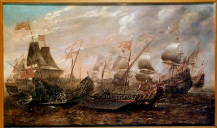 Az Invincible Armada haditengerészeti csata, amelyben a spanyol Armada vereséget szenvedett az angol flotta ellen 1588 augusztusában, flamand iskola