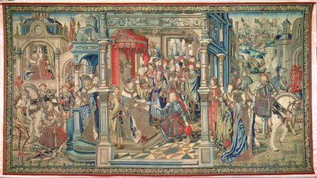 A hettita Uriás, akit a halálba küldtek, Dávid és Betsabé kárpitja, 1510-1515 körül