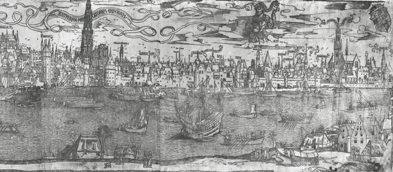 Az antwerpeni kikötő képe, a jobb oldali rész részlete, 1515-50